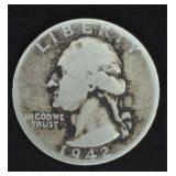 1942 Washington 90% Silver Quarter