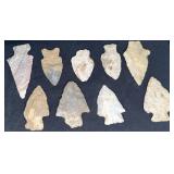 9 Various Missouri Arrowheads