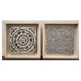 Unique Lot of 2 Pier 1 Open Framed Blue Tiles