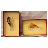 NEW Gift Boxed 2 Gorham Crystal & Gold Angels