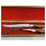 Vintage Japan Stainless Steel & Wood Carving Set