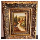Vtg Tuscan Oil Painting by Tang Gold Wood Frame