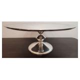 Nice Lunares Silver Metal Cake Pedestal