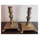 Vintage Brass Candle Holders Footed Bases