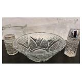 Vintage Glassware Lot Salt Shakers, Vase, Bowl
