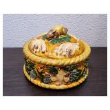Vintage Majolica Rabbit Birds Game Decorative