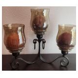 Wrought Iron Candle Holder Glass Globes Home Decor