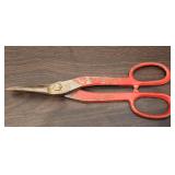 Vintage Red Forged Steel Lakeside 10" Tin Snips