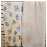 Lot of 2 Vintage Bed Blankets Cream & Floral