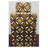 Geometric Design Tall Lidded Ceramic Jar Decor