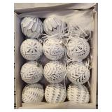 Lot of 12 NEW White & Silver Christmas Ornaments