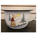 Cute Enamelware Large Pot w/ Handle Fishing Moose
