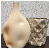 Unique Pottery Vase & Geometric Candle Holder