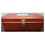 Vintage Red Metal Tackle Box Tool Box Unbranded
