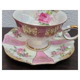 Vintage Royal Halsey Pink & Gold Cup & Saucer Set