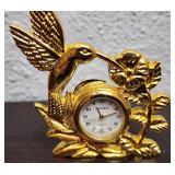 Vintage Elegance Gold Miniature Hummingbird Clock
