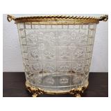 Vintage MCM Lucite & Gold Starburst Waste Basket