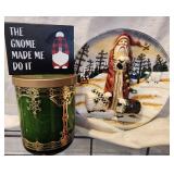 Christmas Lot of 3 Items - Ganz Santa Plate & More