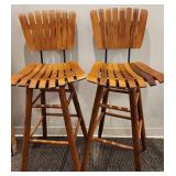 Vintage MCM Umanoff Style Slatted Bar Stool Lot