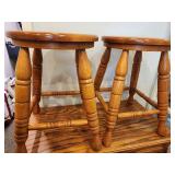 NICE Set of 2 Solid Oak Sturdy Barstools 23" Tall