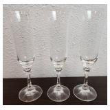 Lot of 3 Crystal Faceted Champagne Flutes 8.25" T
