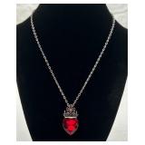 Very Pretty Crowned Heart Pendant on a Chain