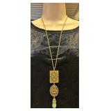 Long Triple Pendant on Golden Chain