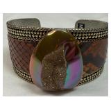 Snake Skin & Druzy Stone Bracelet