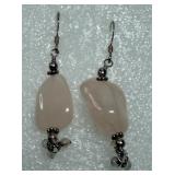 925 Pink Quartz Dangle Earrings