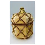 VTG Ornamental Velvet Beaded SatinLined Trinket Bx