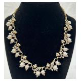 Vintage Necklace with White Flowers