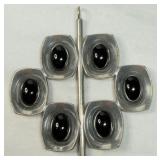 VTG Jorgen Jensen Pewter Onyx Cabochon Pendant