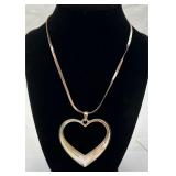 Large Golden Open Heart Pendant on Chain