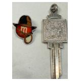 2008 Promo. Lapel M&M Brooch/Pin & Key Pendant