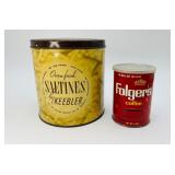 Vintage Saltine & Folgerï¿½s Tin Cans