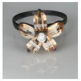925 Flower Ring w/ CZ Center