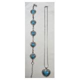 Heart Faux Turquoise Necklace/Bracelet