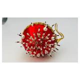 Vintage Handmade Christmas Red /White Ornament