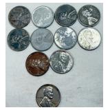 11 Lincoln Wheat Cent Coins