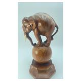 Handcrafted Walnut Wood Elephant Sculpture