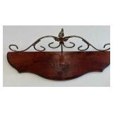 Brass/Wooden Lattice Style Shelf