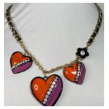 Betsy Johnson Puffed Hearts Necklace