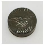 Vintage Tin Pocket Miniature Penny Bank