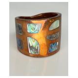 Copper Abalone Shell Inlay Ring