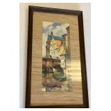 Watercolor Print European canal scene