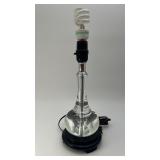 Modern Clear Glass and Black Base Table Lamp