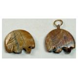 2 Handcarved Stone Bear Fetish Pendants