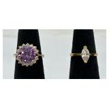 2 Beautiful Gold Tone & CZ Fashion Rings