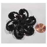 Vintage Black Glass Mourning Blouse Brooch