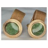 VTG 60s Green Stone Cabochon Cufflinks
